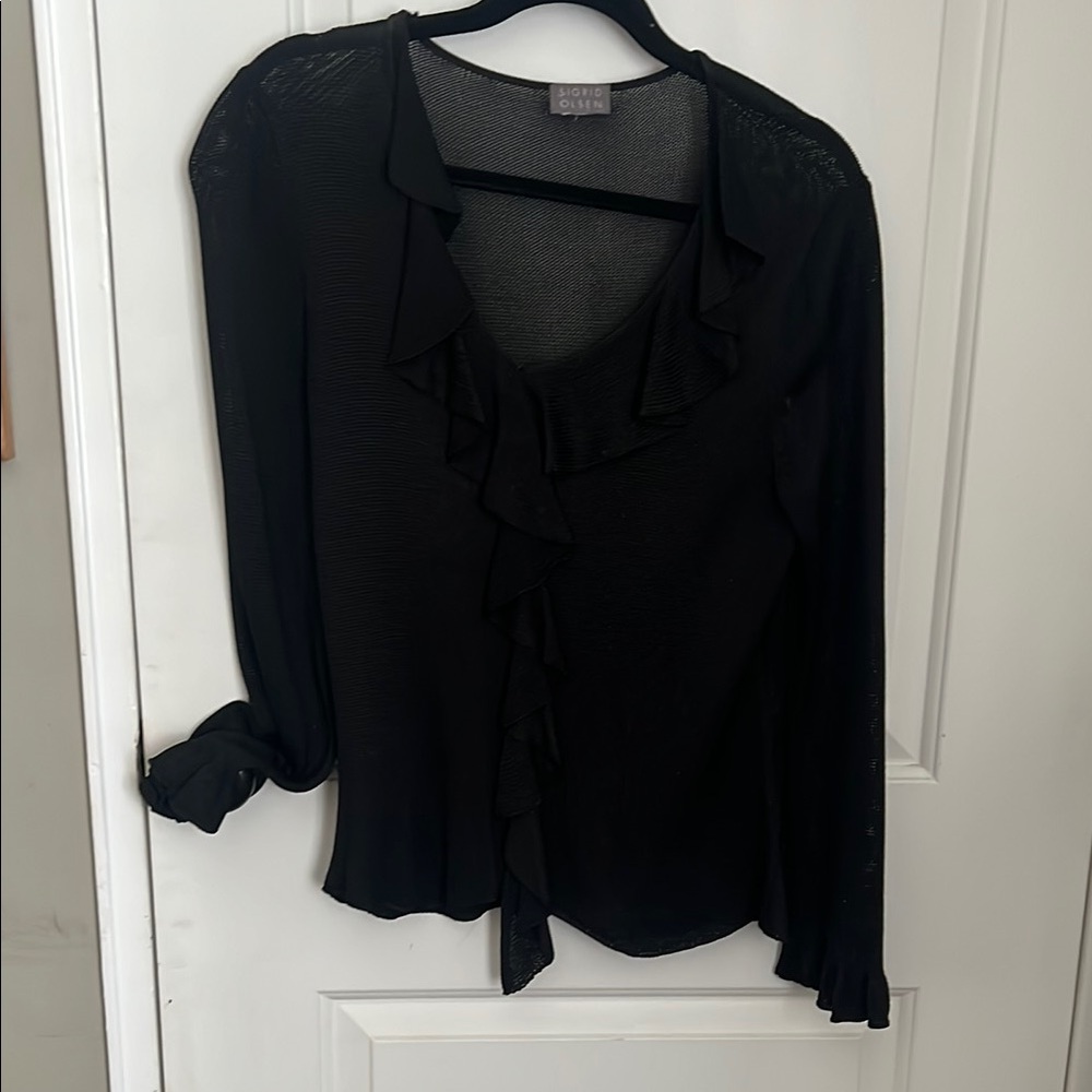 Black Ruffle Blouse